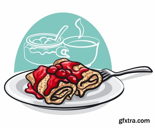 Collection of vector image pancakes 25 Eps