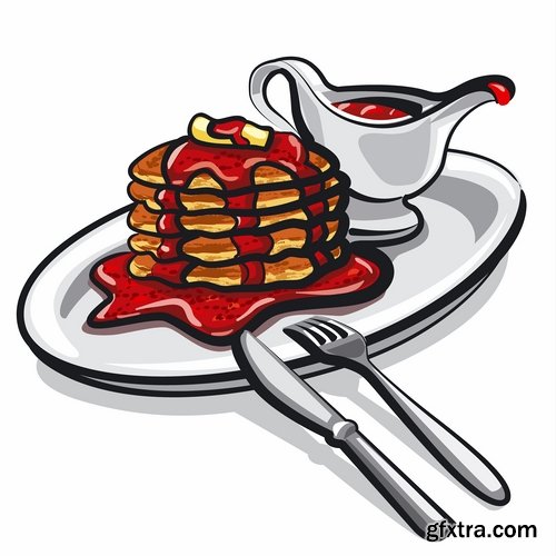 Collection of vector image pancakes 25 Eps