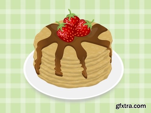 Collection of vector image pancakes 25 Eps