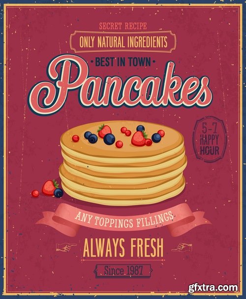 Collection of vector image pancakes 25 Eps