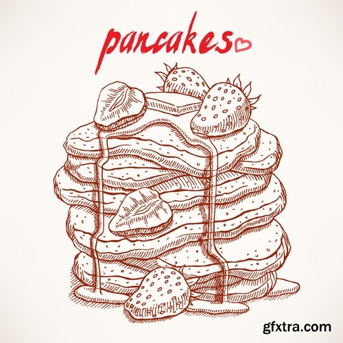 Collection of vector image pancakes 25 Eps