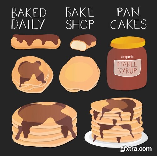 Collection of vector image pancakes 25 Eps