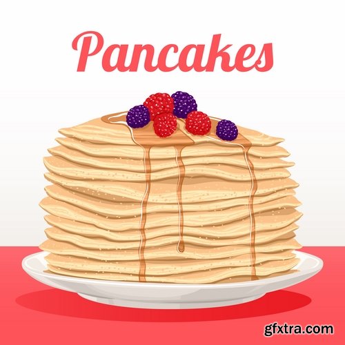 Collection of vector image pancakes 25 Eps