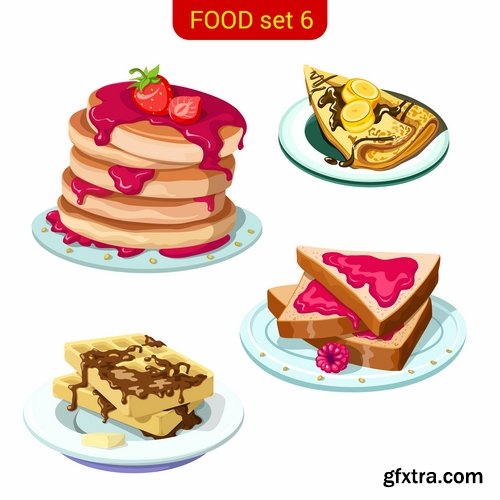 Collection of vector image pancakes 25 Eps