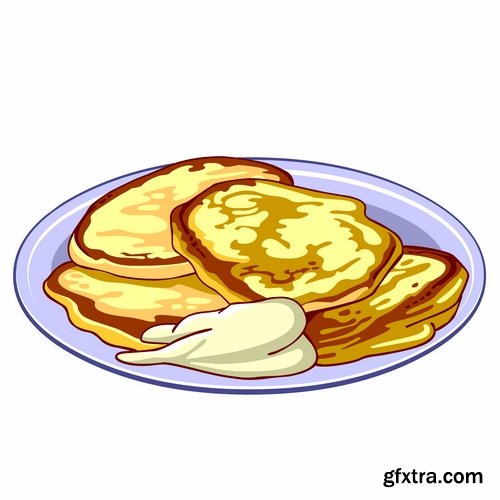 Collection of vector image pancakes 25 Eps