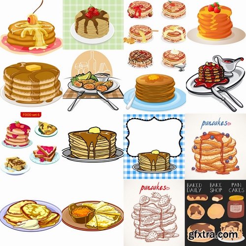 Collection of vector image pancakes 25 Eps