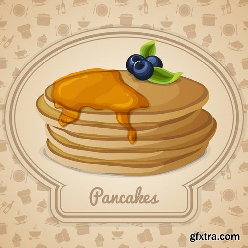 Collection of vector image pancakes 25 Eps