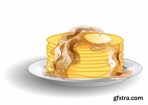 Collection of vector image pancakes 25 Eps