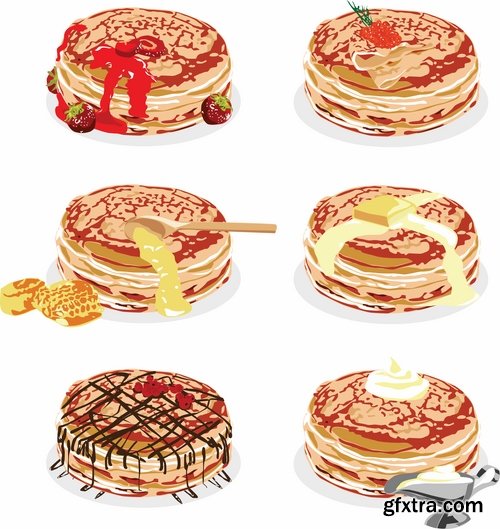 Collection of vector image pancakes 25 Eps