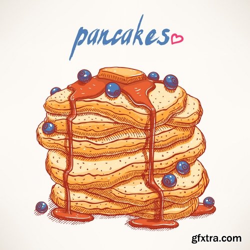 Collection of vector image pancakes 25 Eps