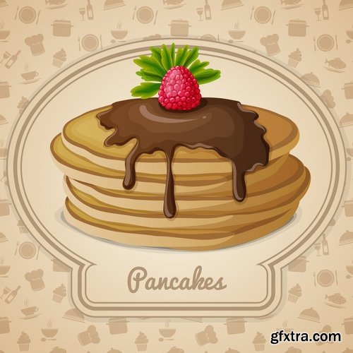 Collection of vector image pancakes 25 Eps