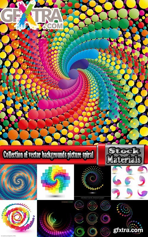 Collection of vector backgrounds picture spiral 25 Eps