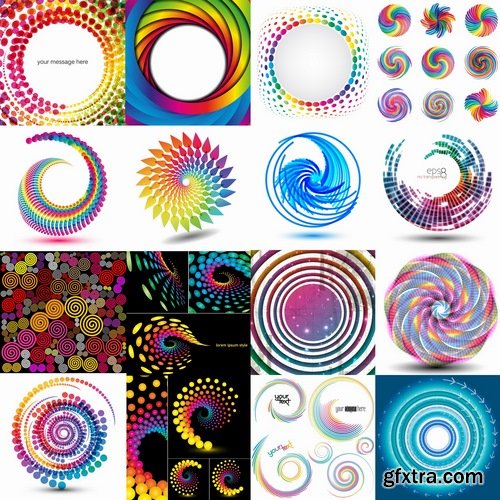 Collection of vector backgrounds picture spiral 25 Eps