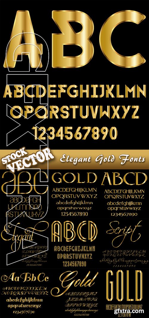 Stock Vector - Elegant Gold Fonts