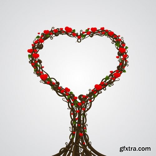 Vector Heart Tree Card