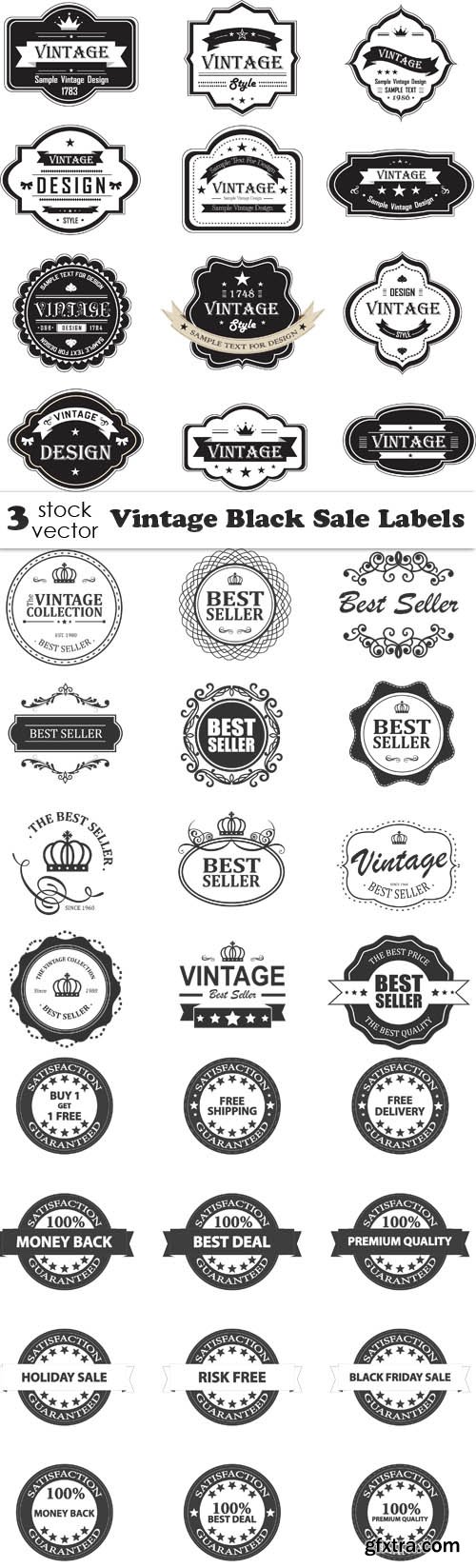 Vectors - Vintage Black Sale Labels