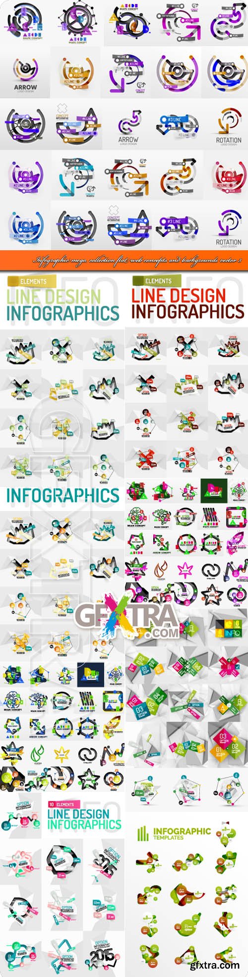 Infographic mega collection flat web concepts and backgrounds vector 5