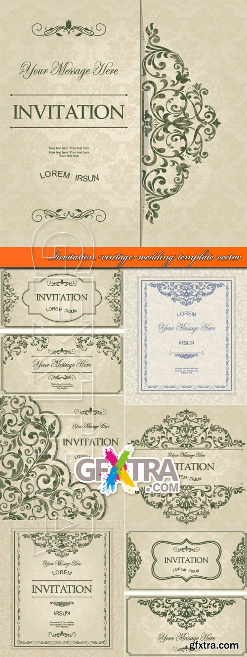 Invitation vintage wedding template vector