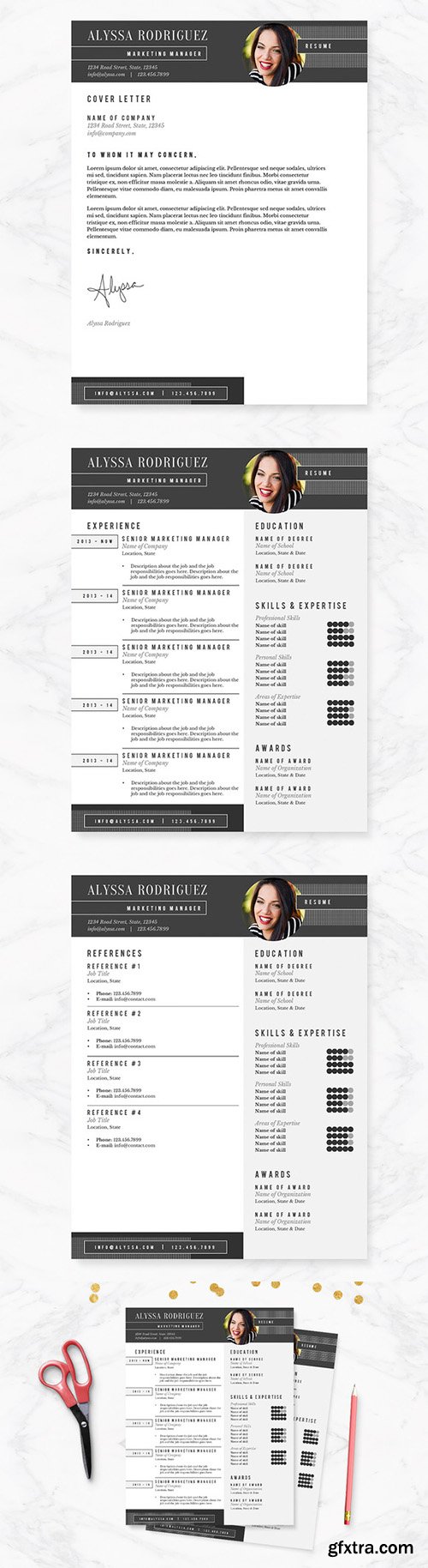 CM - Black & White Resume Template Pkg 180657