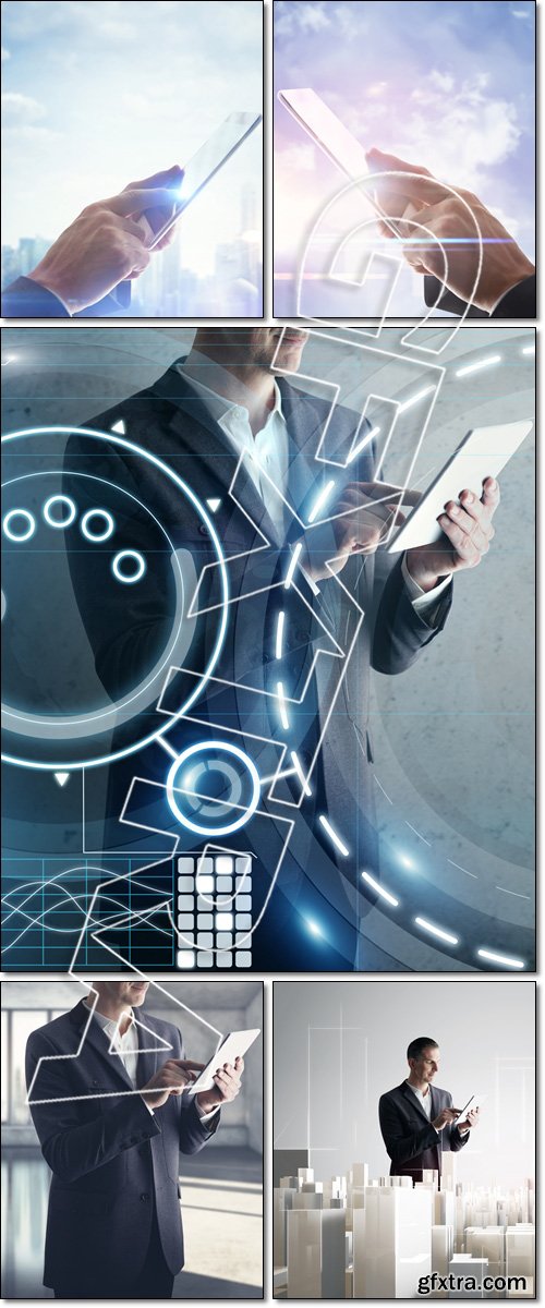 Businessman with tablet computer - Stock photo