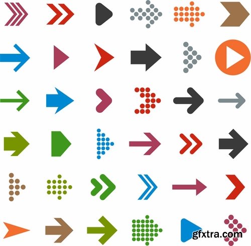 Collection of different vector image arrow 25 Eps