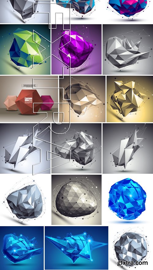 Stock Vectors - 3D Abstract geometric elements, 25xEPS