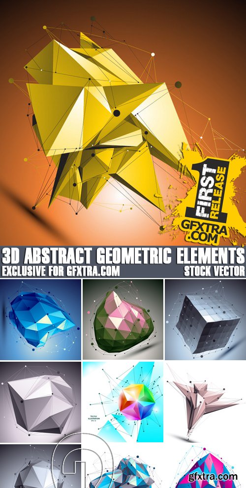 Stock Vectors - 3D Abstract geometric elements, 25xEPS