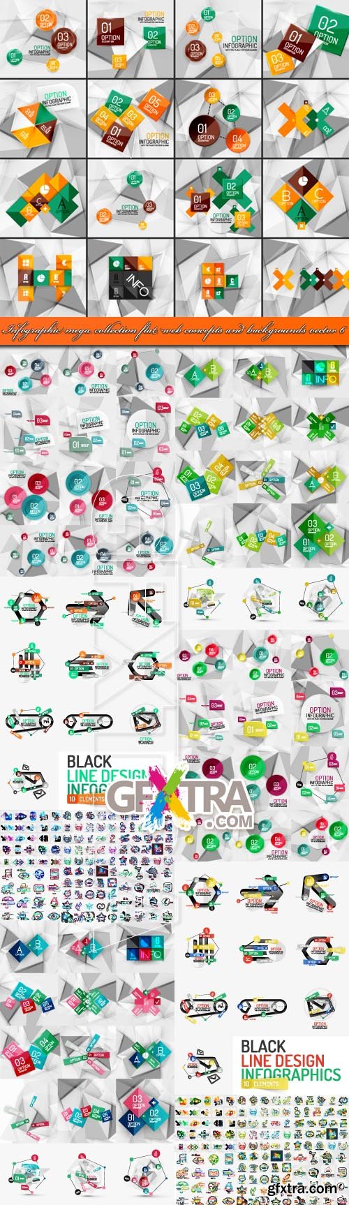 Infographic mega collection flat web concepts and backgrounds vector 6