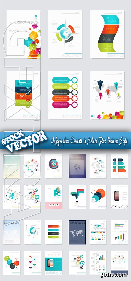 Stock Vector - Infographics Elements in Modern Flat Business Style