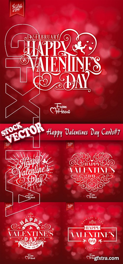 Stock Vector - Happy Valentines Day Cards#7