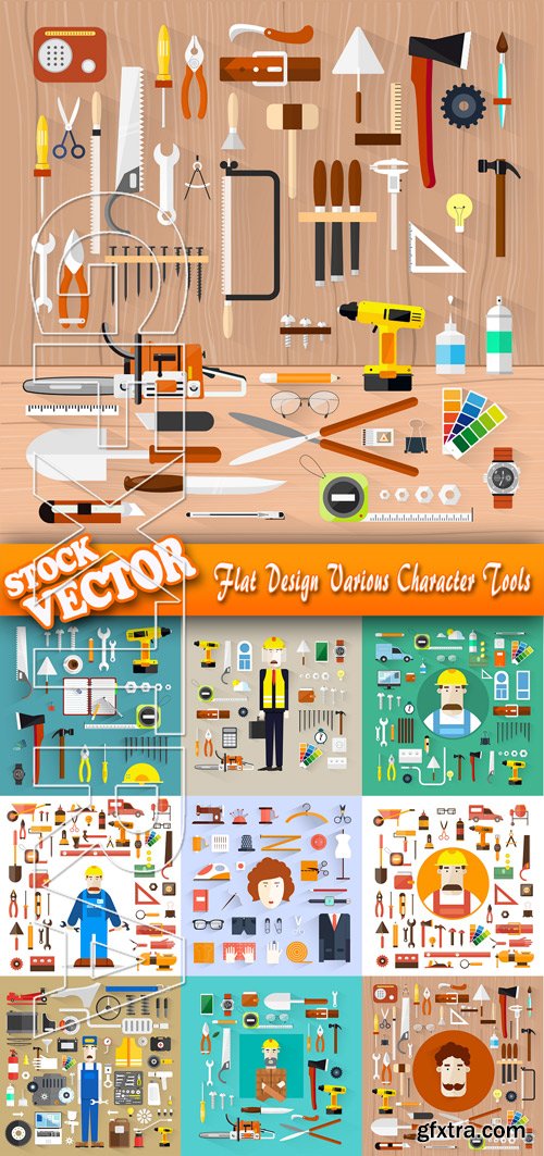 Stock Vector - Flat Design Various Character Tools