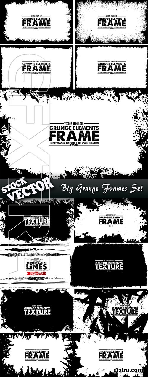 Stock Vector - Big Grunge Frames Set