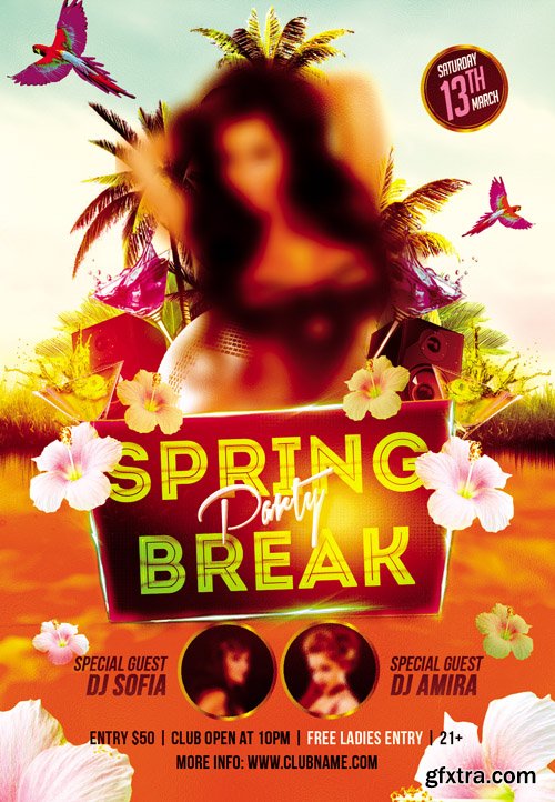 Spring Break Flyer PSD Template