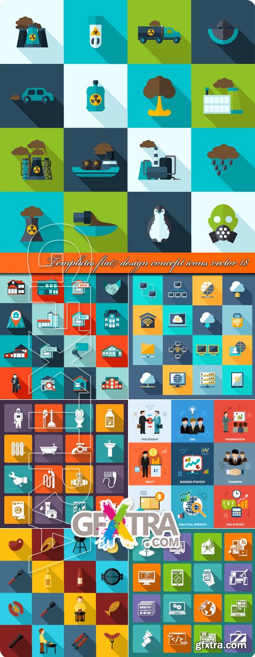 Templates flat design concept icons vector 18