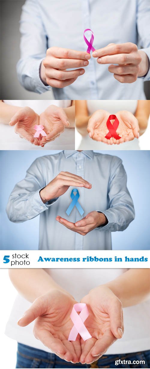 Photos - Awareness ribbons in hands