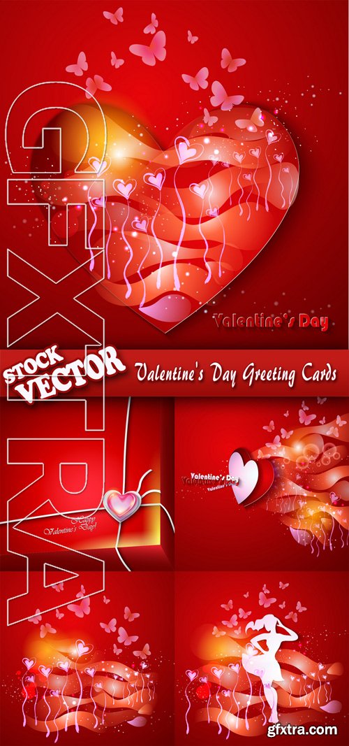 Stock Vector - Valentine\'s Day Greeting Cards