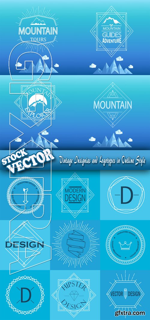 Stock Vector - Vintage Insignias and Logotypes in Outline Style