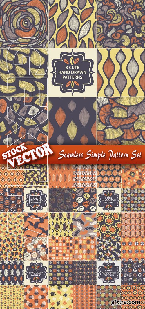 Stock Vector - Seamless Simple Pattern Set