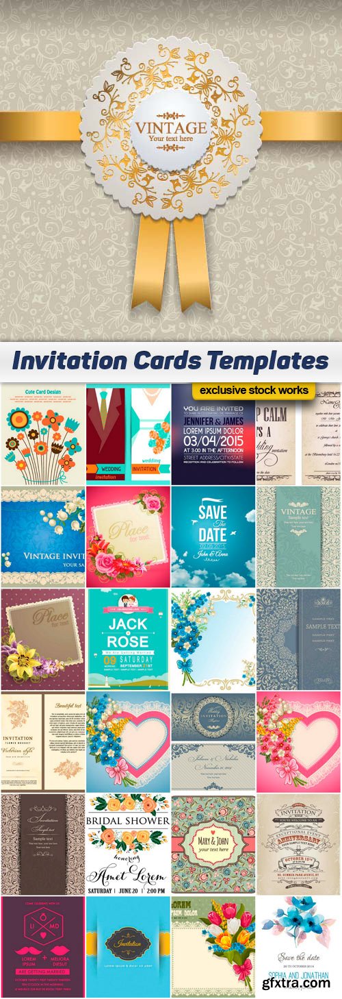 Vector Invitation Cards Template - 25x EPS