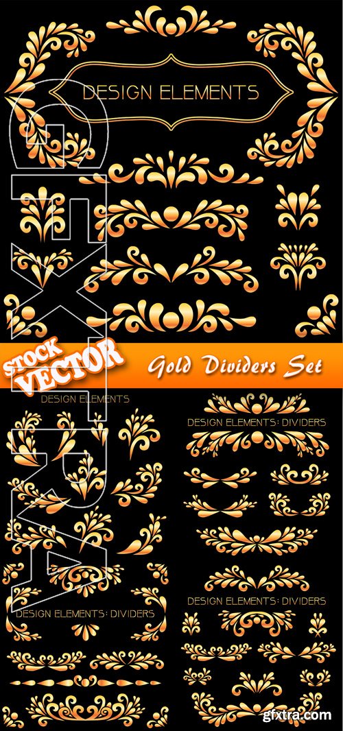 Stock Vector - Gold Dividers Set