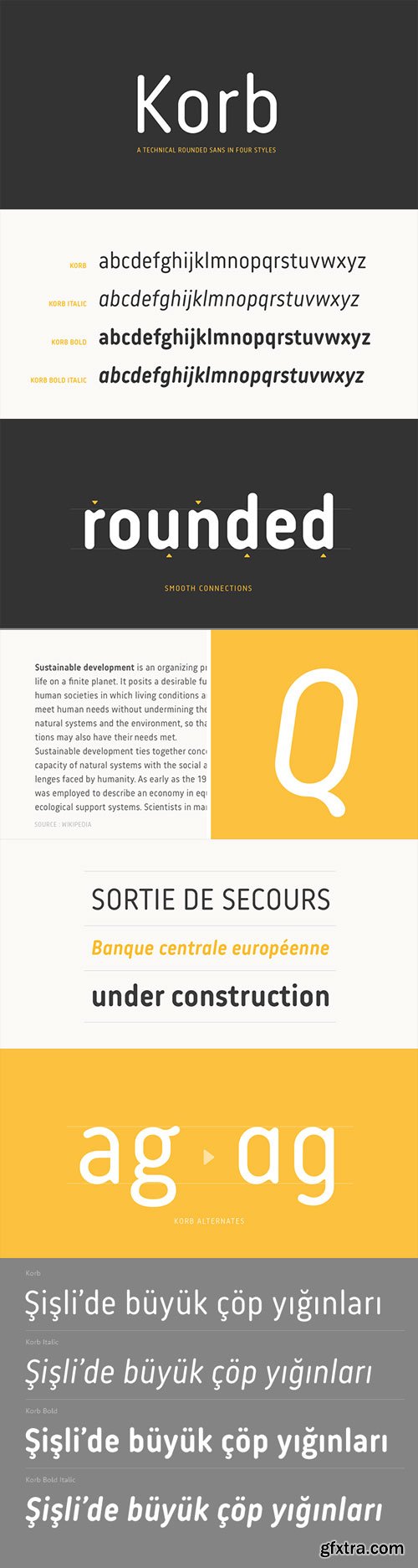 Korb - Rounded Narrow Sans Font Family 4xOTF $98