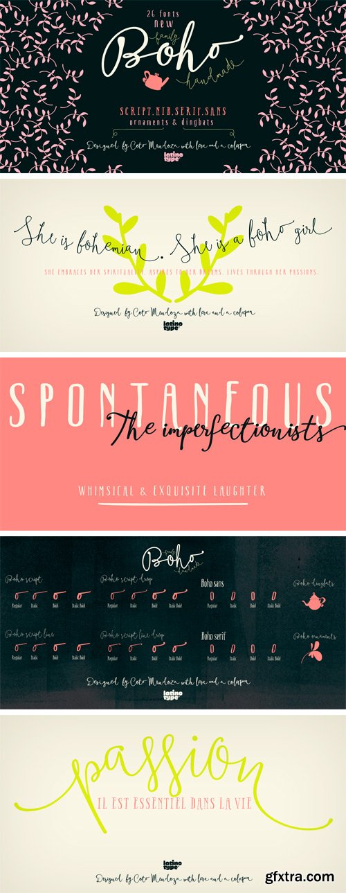 Boho Font Family - 26 Fonts $159