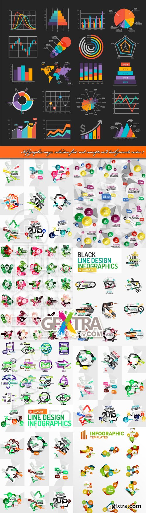 Infographic mega collection flat web concepts and backgrounds vector 7