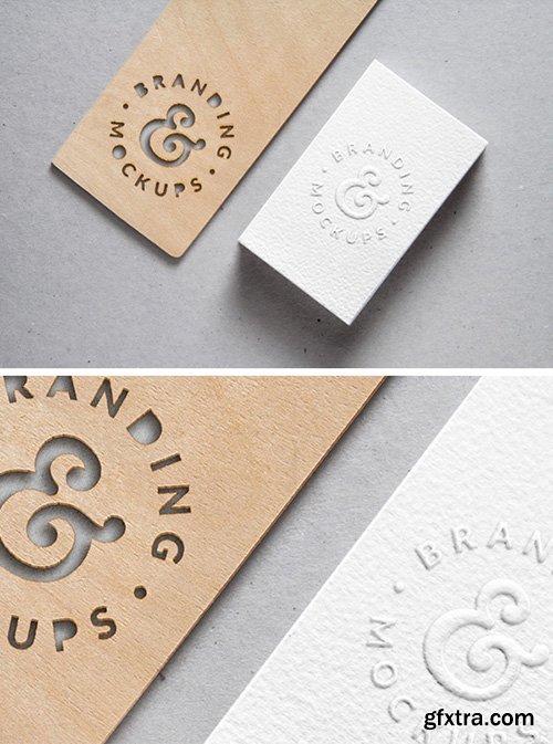 PSD Mock-Up - Cutout Wood & Embossed B-Card