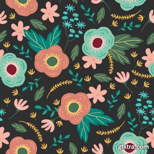 Vector - Colorful Floral Seamless Background