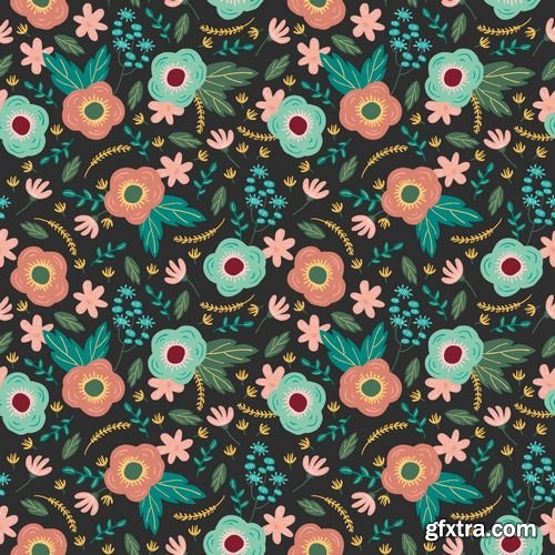 Vector - Colorful Floral Seamless Background