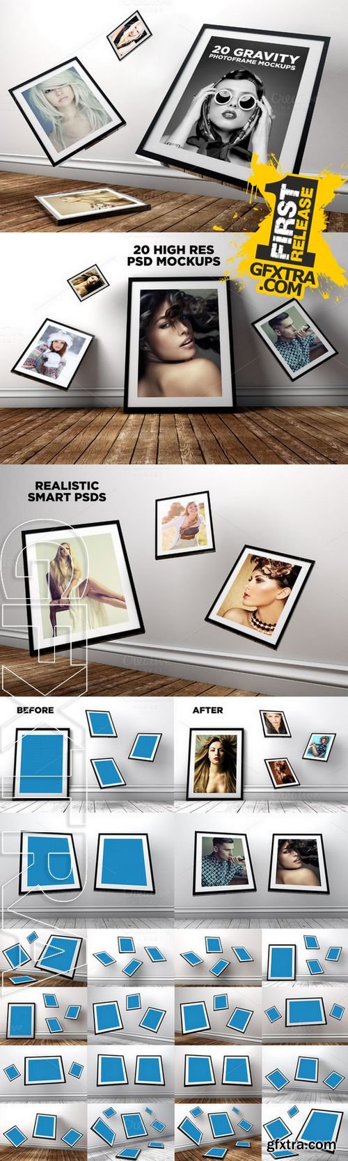 20 Gravity Photo Frame Mockups - CM 186544