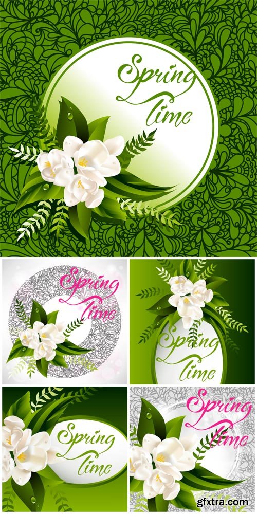 Spring vector backgrounds, flowers