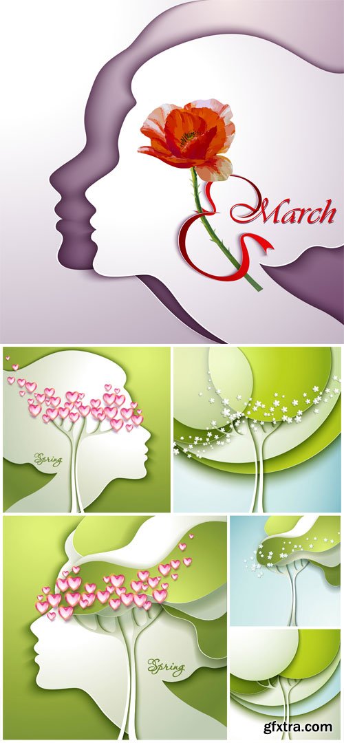 Spring vector backgrounds, women's day