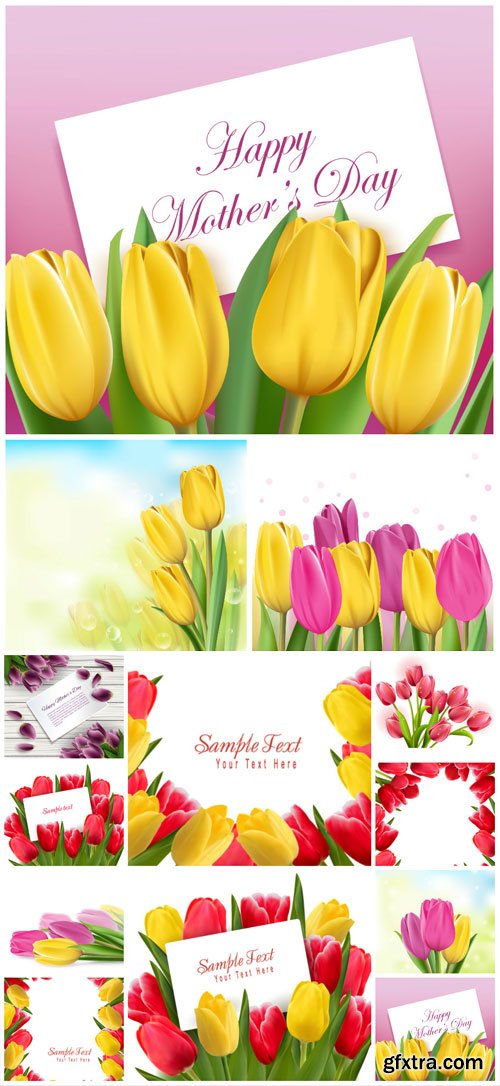 Tulips, women's day, vector background